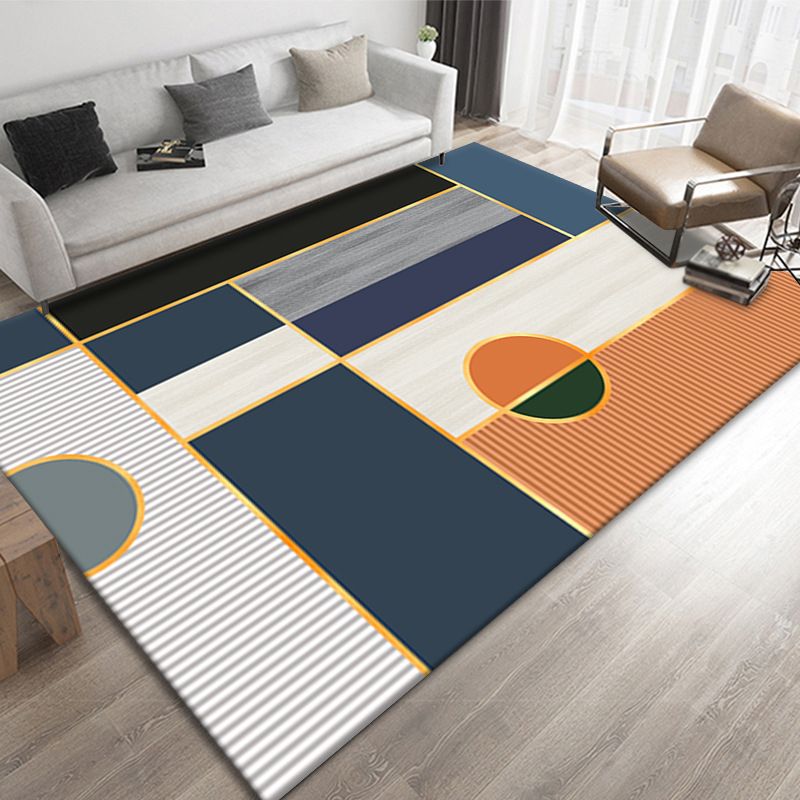 Contemporary Geometric Print Carpet Polyester Rug Stain Resistant Area Carpet for Home Decoration