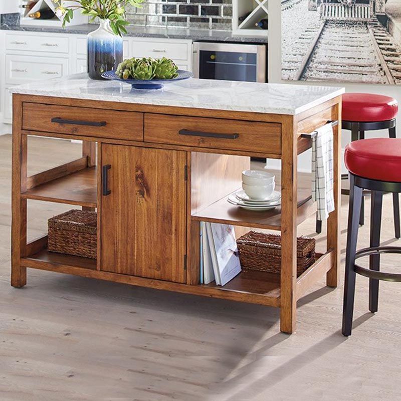 Modern Stationary Kitchen Island Table Sintered Stone Kitchen Island Table with Towel Rack