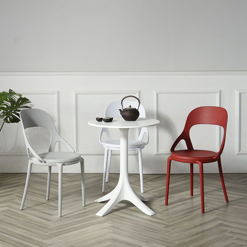 Sillas de comedor sin brazos con respaldo abierto escandinavo, silla lateral de plástico