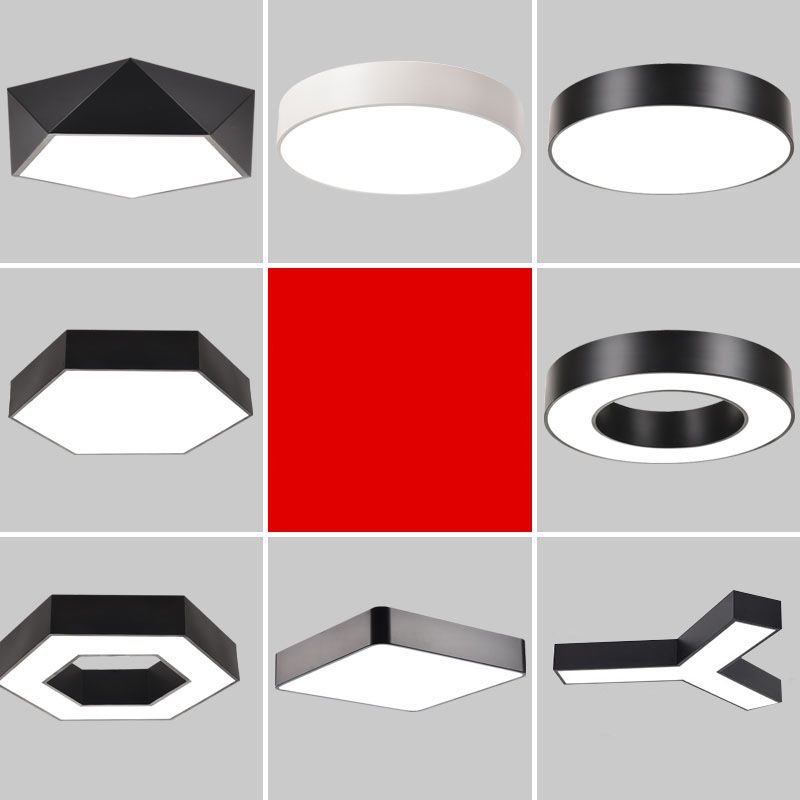 Geometric Shape Ceiling Mounted Fixture Minimalist Metal LED Flush Mount Light for Office