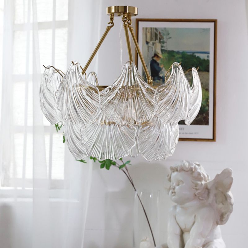 Modern Style Glass Chandelier Shell Shape Hanging Lamp for Bar Restaurant