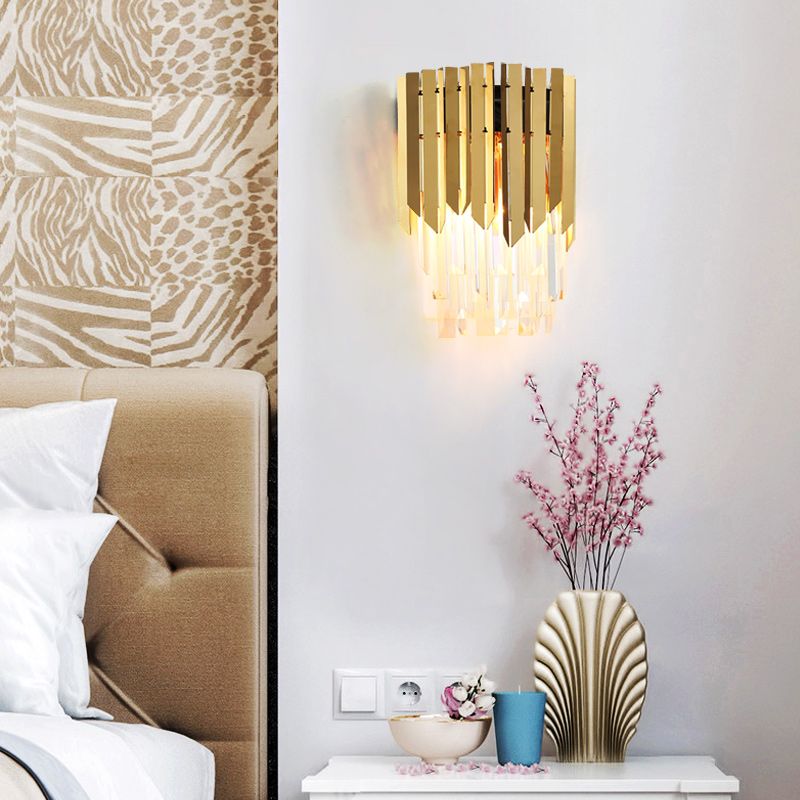 Crystal Prism Wall Mount Light moderniste 2 têtes Éclairage mural en laiton pour chambre à coucher