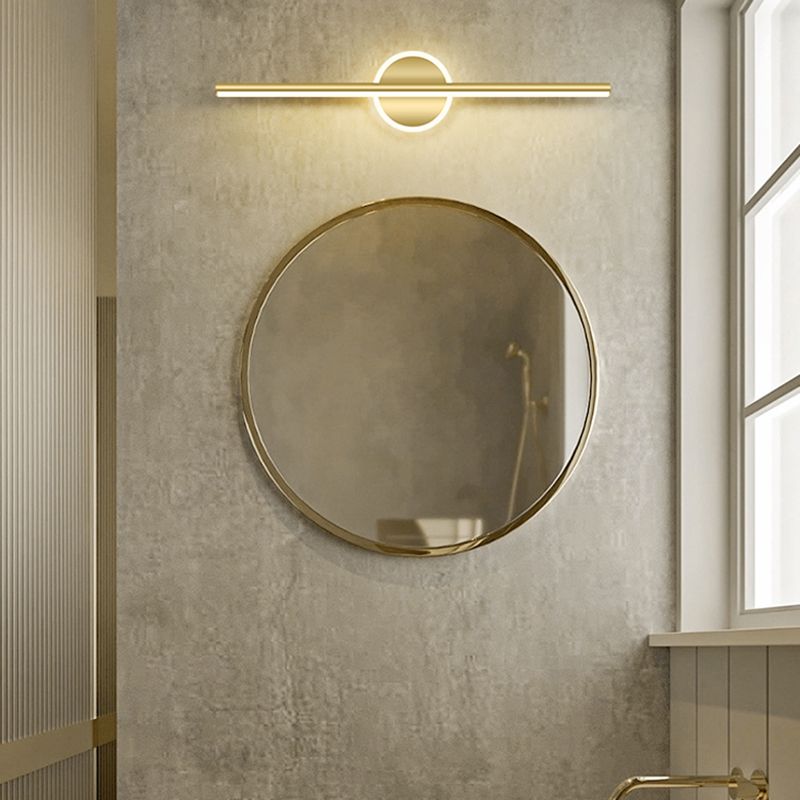 Gold LED Vanity Light Fixtures Modernist Mirror Front Lighting with Silicone Shade