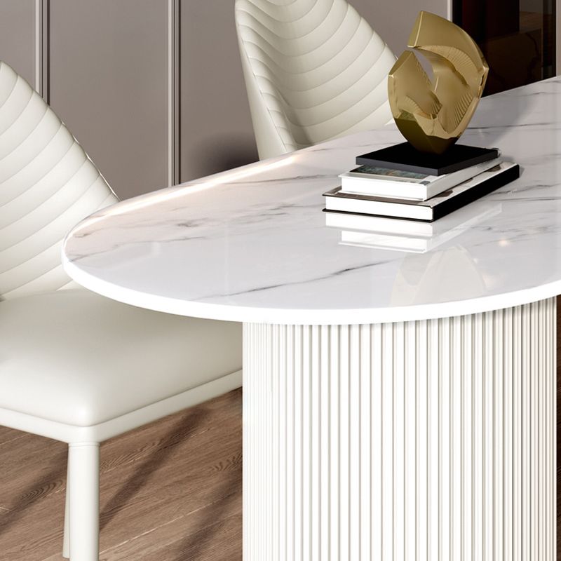 Sintered Stone Top Luxury White Table Table with Double Pedestal Base for Restaurant