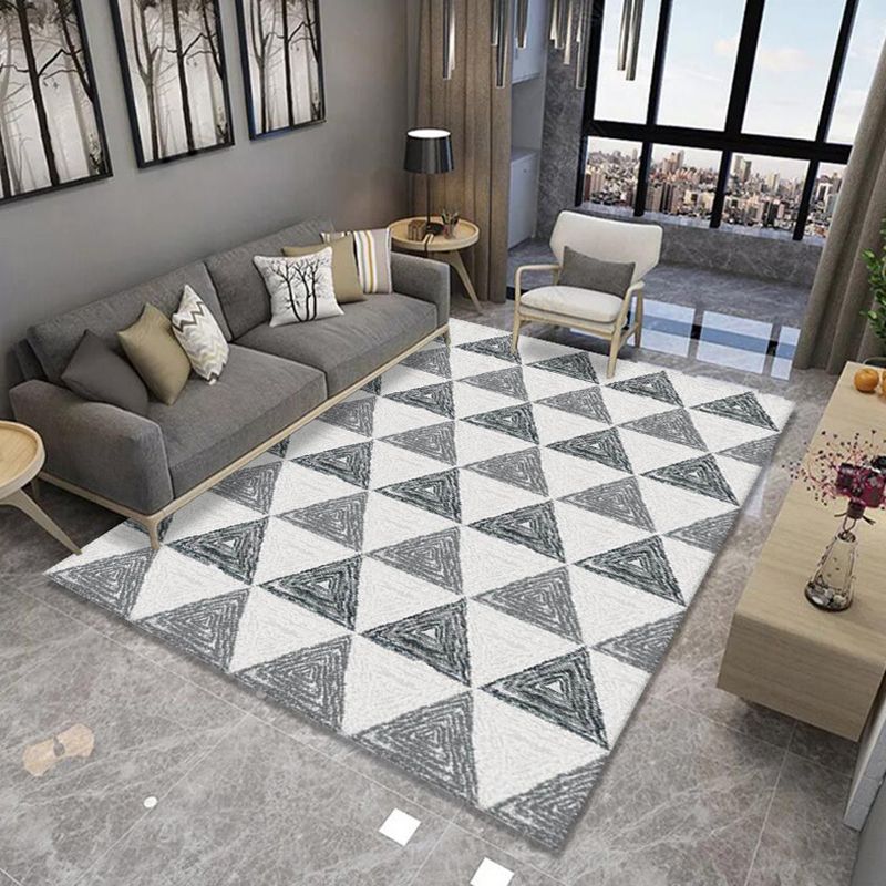 Simple Geometry Pattern Rug Polyester Carpet Non-Slip Backing Indoor Carpet for Home Decoration