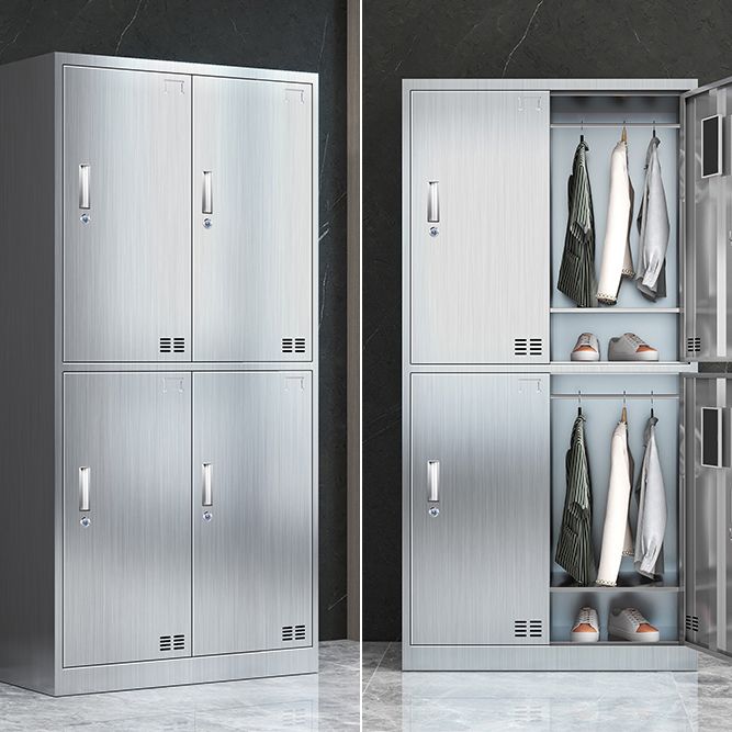 Steel Chrome Storage Cabinet Modern Cabinet with Hinged Doors