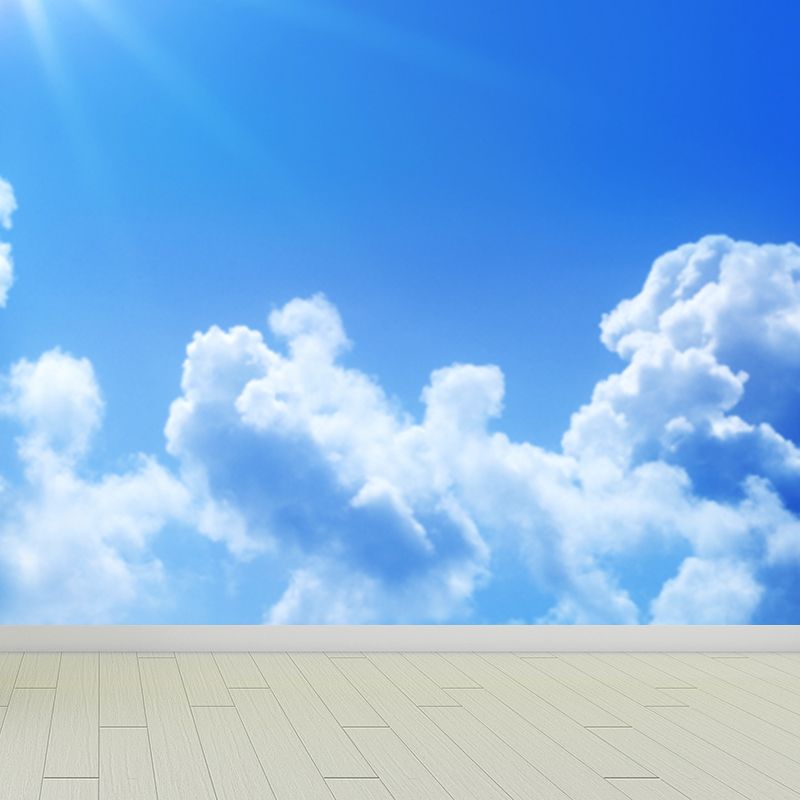 Flying-Cloud Mural Wallpaper for Living Room Sky Scene Wall Covering, Custom Printed