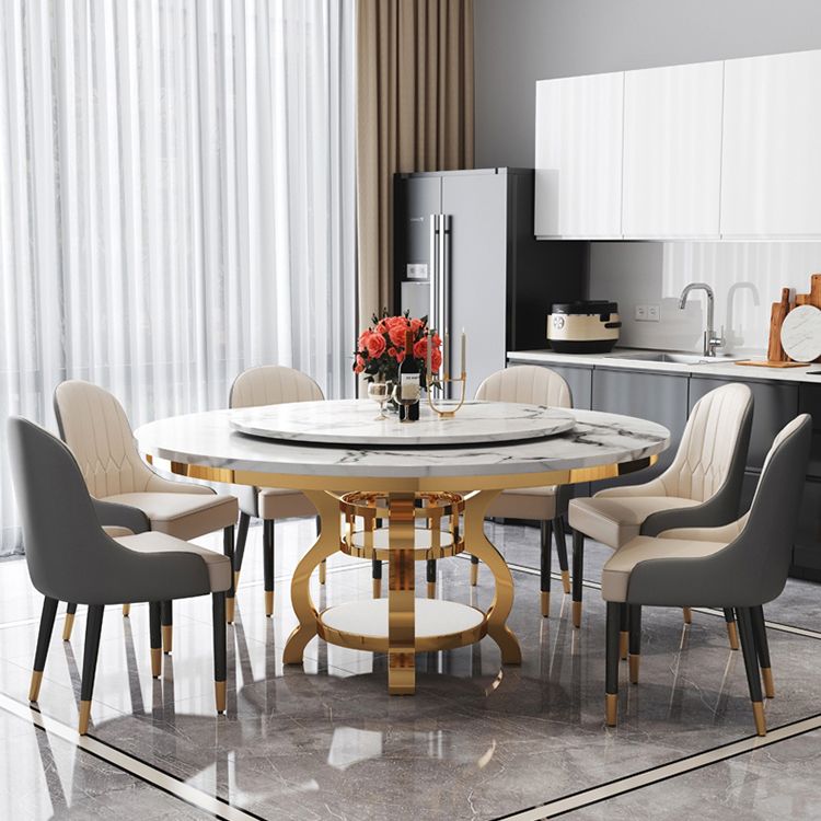 Luxury Style Marble Dining Table Single Pedestal Base Round Table for Home