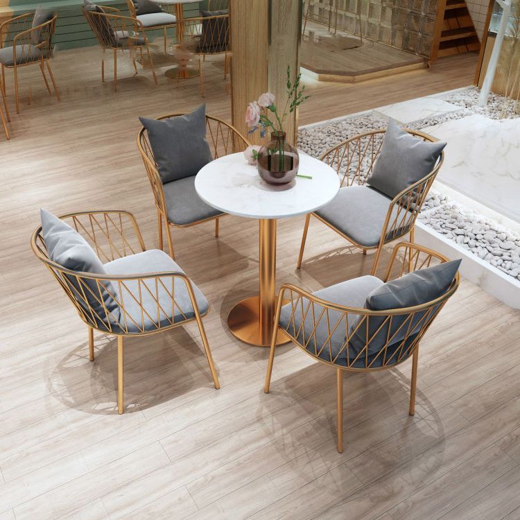 Glam Dinette Set for Home 1/2/3/5 Pieces White Dining Table Set with Metal Chairs