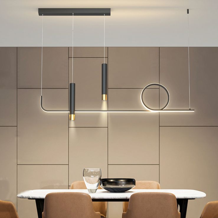 Silica Gel Linear LED Island Light in Modern Concise Style Aluminium Pendant Light for Dining Room
