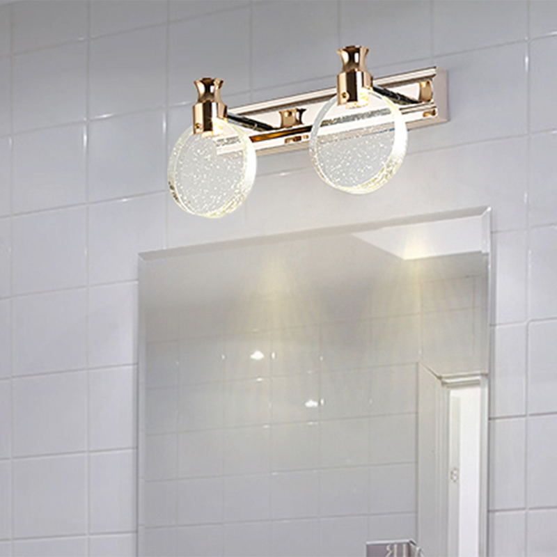 K9 Crystal Round Wall Lamp Simplicity LED Gold Vanity Lighting Fixture for Bathroom