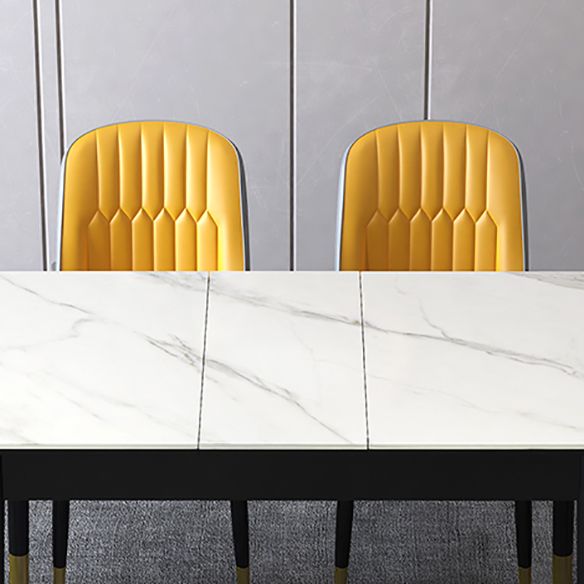Contemporary Sintered Stone Top Extendable Dining Set Rectangle Kitchen Dining Set with 4 Legs Table
