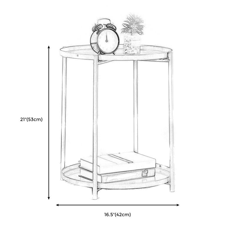 Scandinavian Living Room Round Sofa Side Table Metal Tray Top End Table