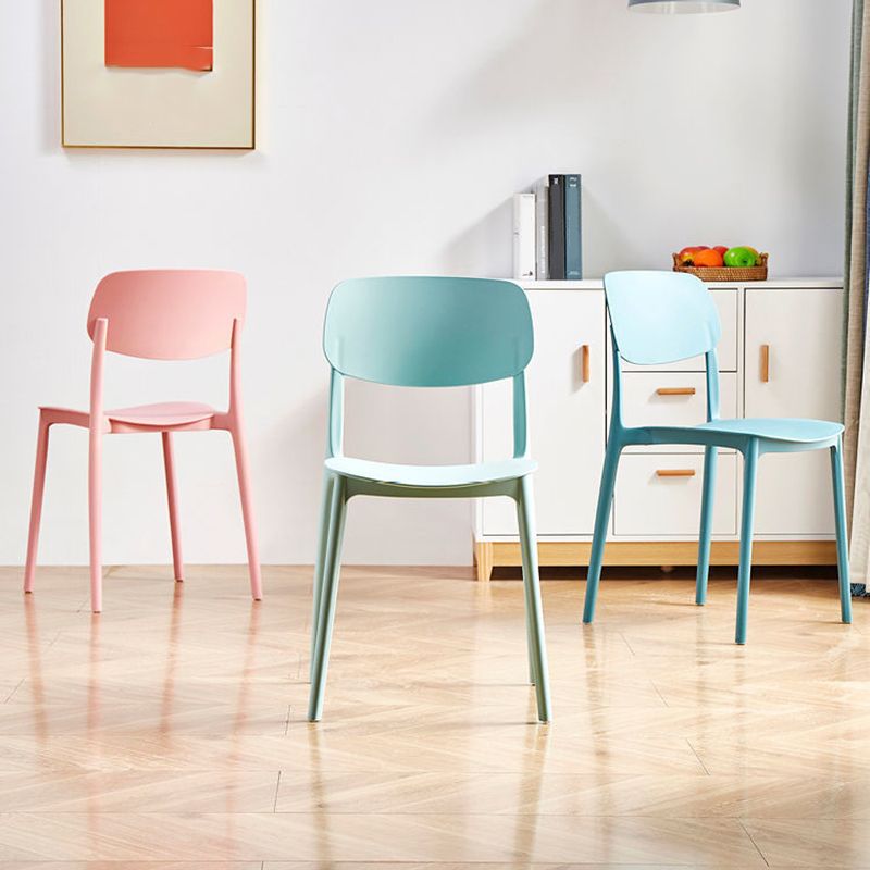 Scandinavian Open Back Dining Chairs Plastic Armless Dining Side Chair