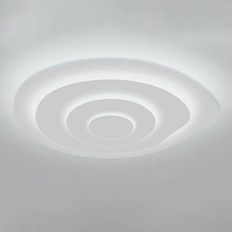 Plafonnier LED circulaire blanc en fer laqué de simplicité moderne avec abat-jour en acrylique