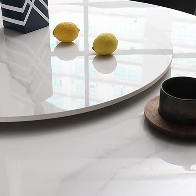 Modern Round Dinner Table Steel Base Dining Table with Pedestal Base