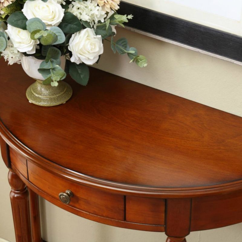 Wood Mid-Century Modern Console Table Half Moon Single Drawer Sofa Table