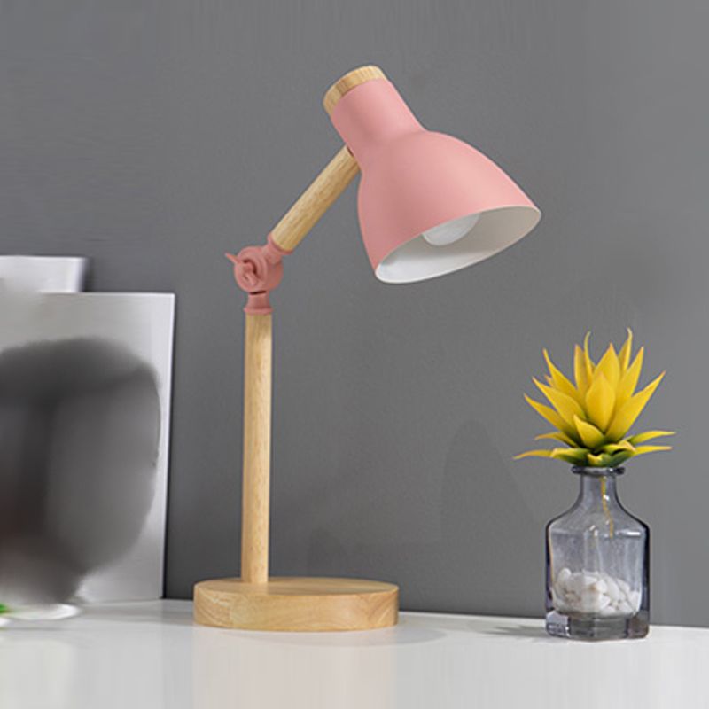 Lampada da tavolo notturna conica moderna in stile metallo a 1 luce