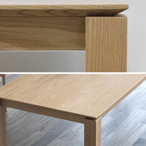 Rectangle Contemporary Dining Table Pine Solid Wood Table with 4 Legs for Dining Room