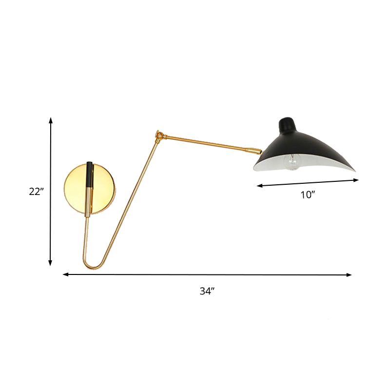 Metallic Duckbill Shade Wall Lamp Modern Style 1 Head Black Finish Sconce Lighting with Straight/Curved Arm