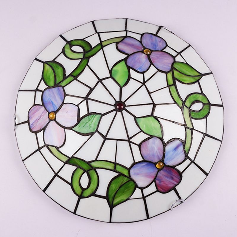 Flower Flush Mount Ceiling Light Stained Glass Tiffany-Style Flush Mount Ceiling Ligh