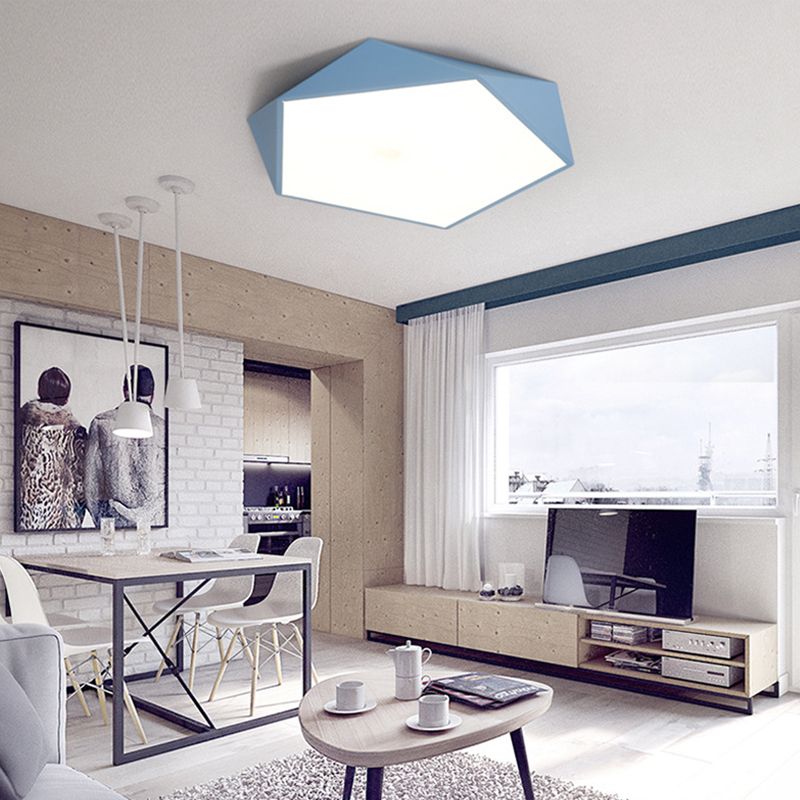 Acrylic Macaron LED Flush Mount Ceiling Light in Modern Singularity Wrought Iron Geometric Ceiling Fixture for Bedroom