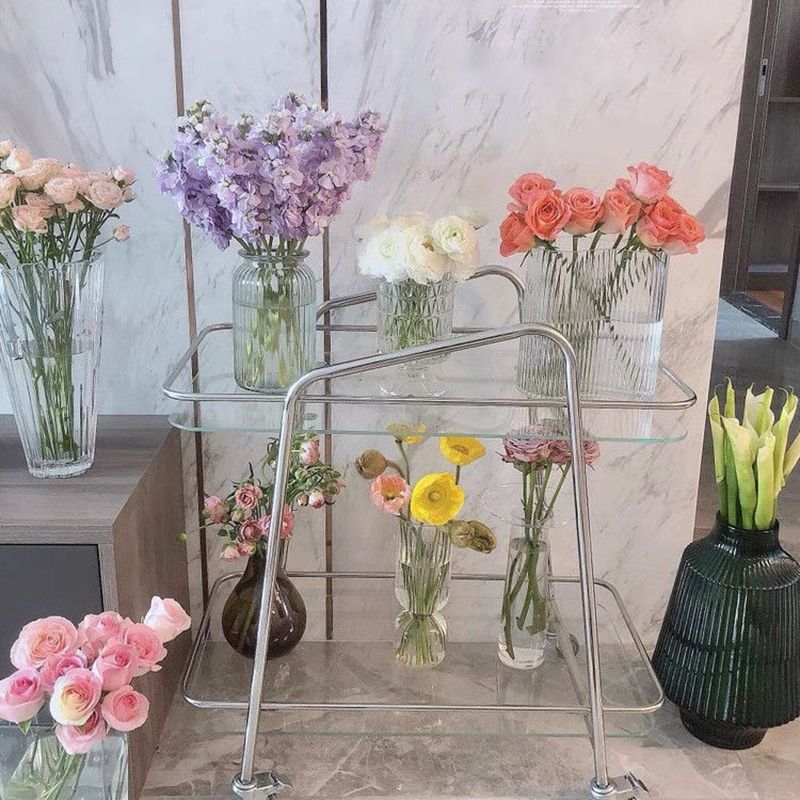 Contemporary Double Tier Rectangular with Storage Glass End Table