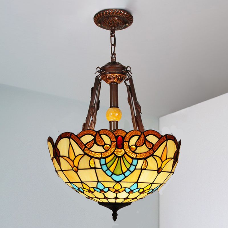 Gebrandschilderd glas omgekeerde kom hangende kroonluchter Tiffany -stijl kroonluchter lamp