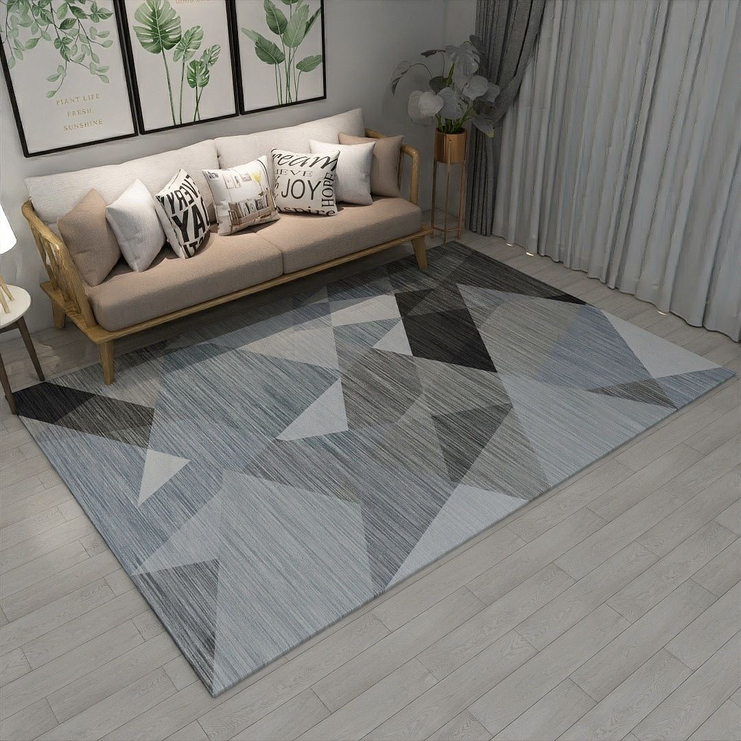 Chic Geometric Colorblock Print Rug Multi Colored Modern Rug Polyester Machine Washable Non-Slip Backing Pet Friendly Rug for Room