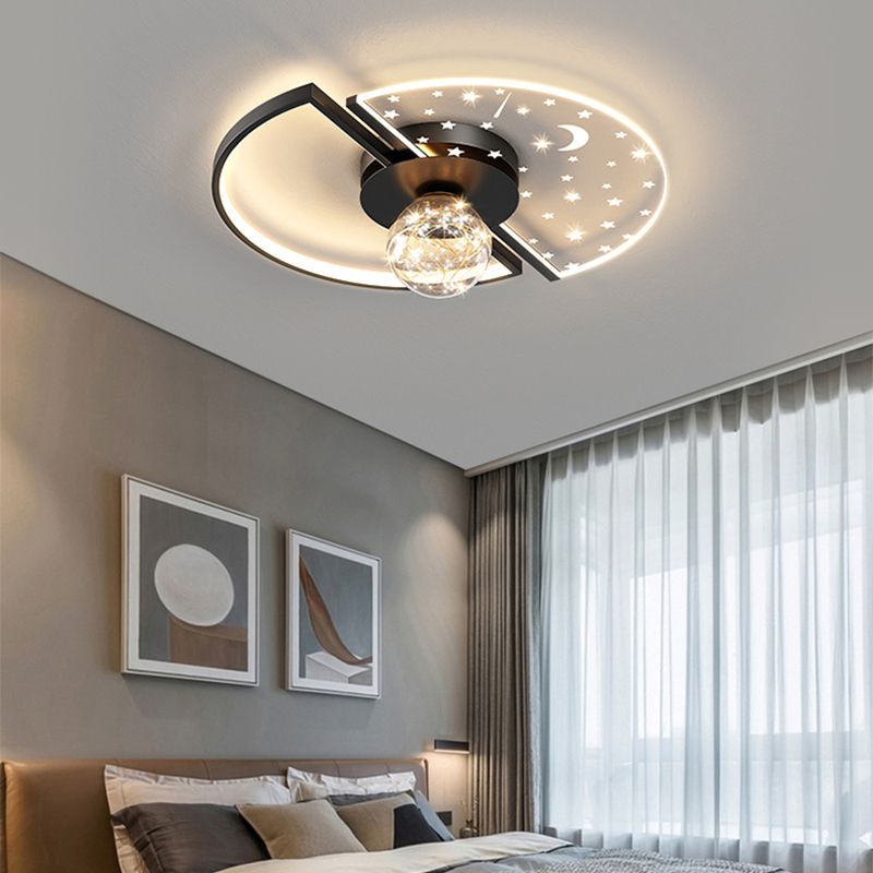 Metal Round Shape Flush Ceiling Light Modern Style 3 Lights Flush Ceiling Light Fixtures