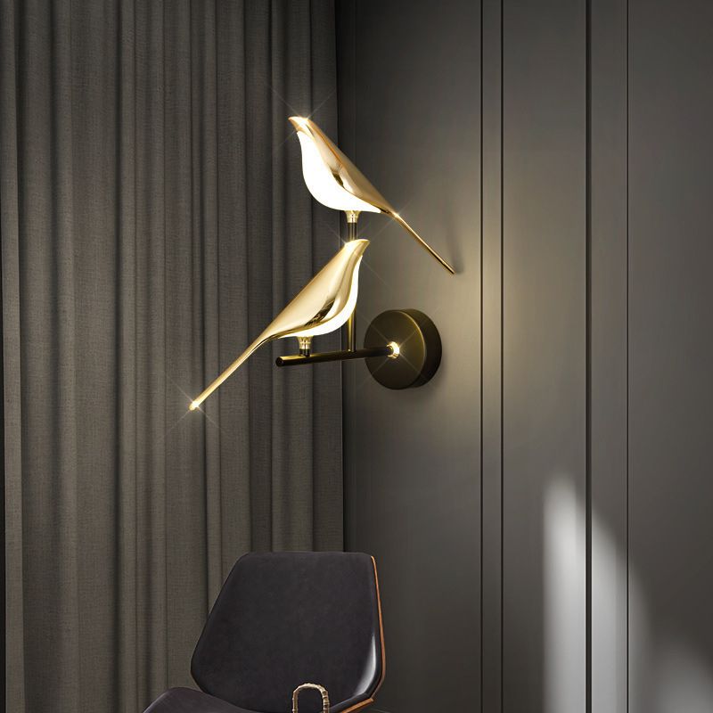Multi Lights Bird Shaped Wall Lighting Fixtures Modern Style Metal Wall Mounted Lamps