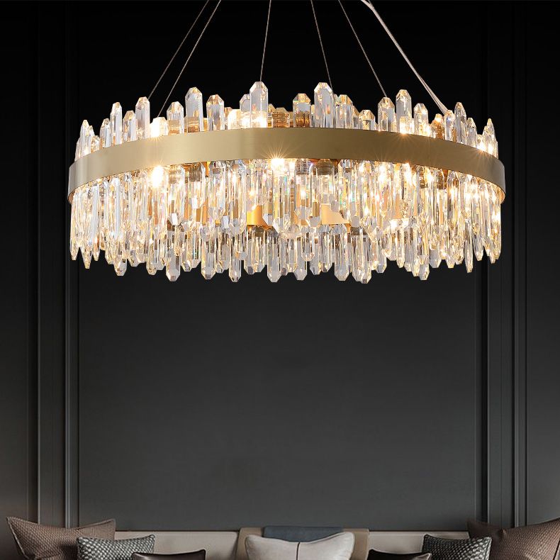 Luce lampadario in stile moderno Luce a sospensione in cristallo oro per soggiorno