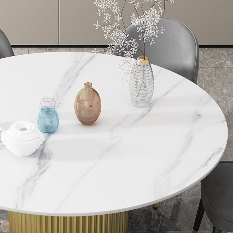 Glam 1/7 Pieces Dining Set Round Stone Dining Table for Dining Room