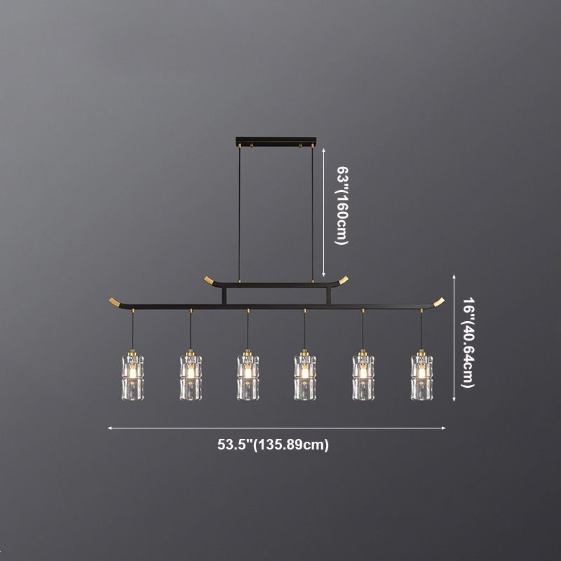 Accesorios de iluminación de la isla de cilindro iluminación de isla de cocina contemporánea con sombra de cristal