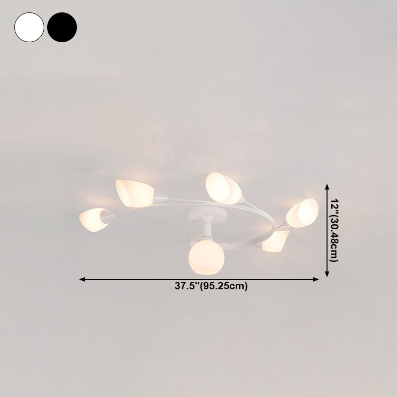 Plafonnier semi-encastré en verre, éclairage de plafond classique en métal pour salle à manger