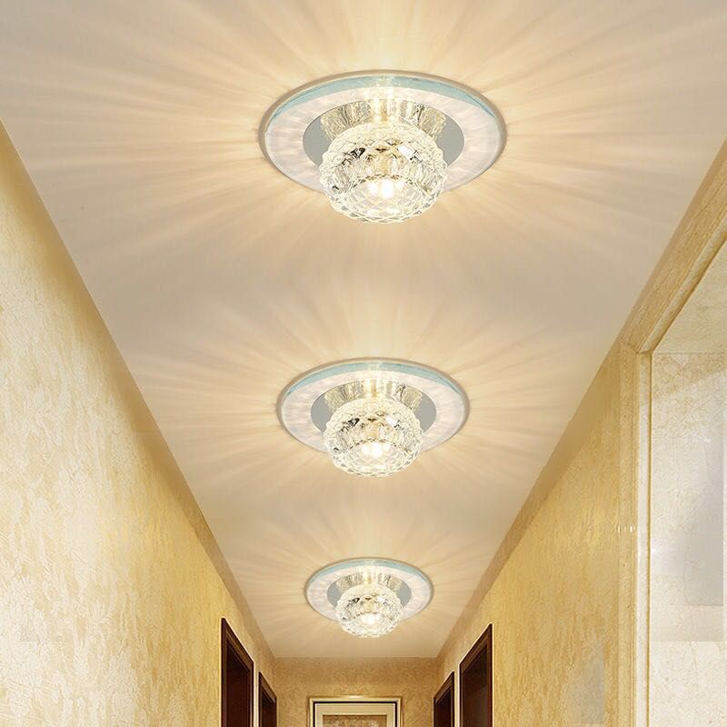 Bud Flush Ceiling Light Contemporary Crystal Corridor LED Flush Mount Lighting Fixture in Clear