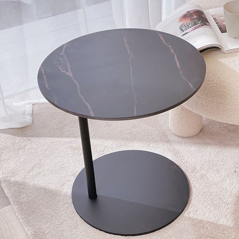 Modern Round Stone Pedestal Sofa Side Accent Table - Dia 19.69"