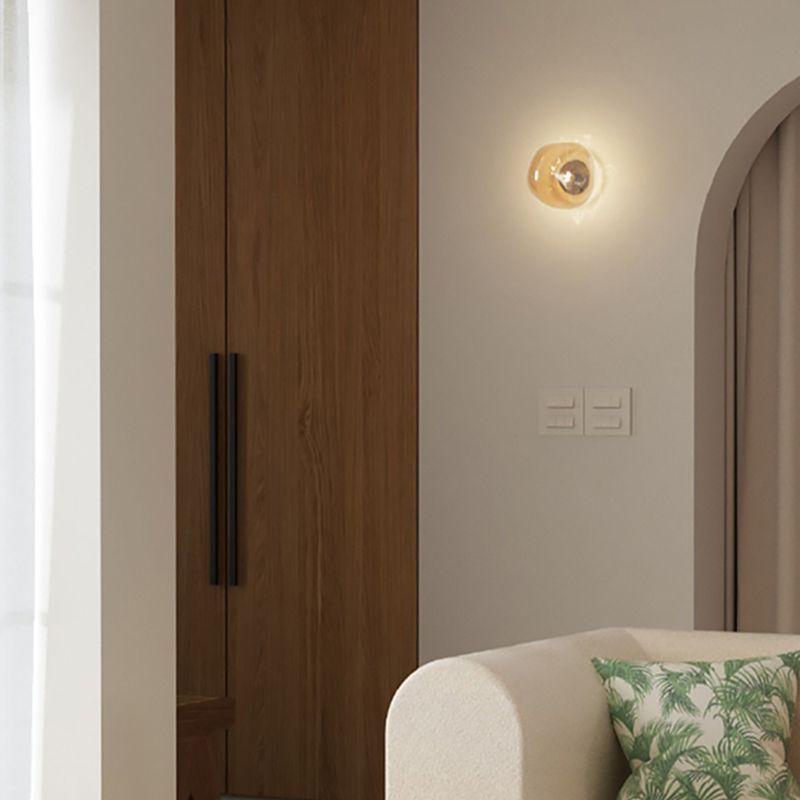 Industrial Glass Globe Shade Wall Lighting Fixtures 1-Light Wall Lamp for Living Room