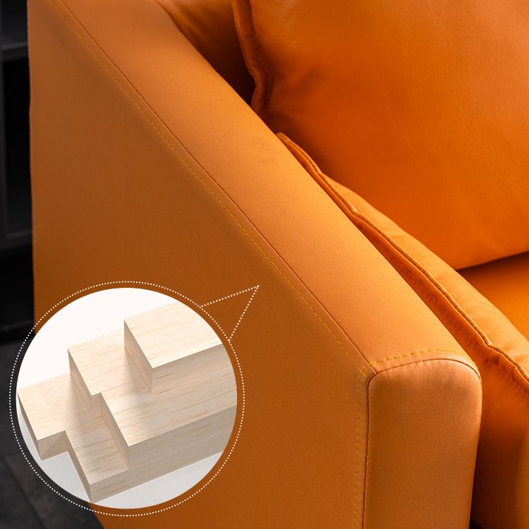 30.7" High Glam Sofa Faux Leather Tuxedo Arm Sofa with 2 Pillows