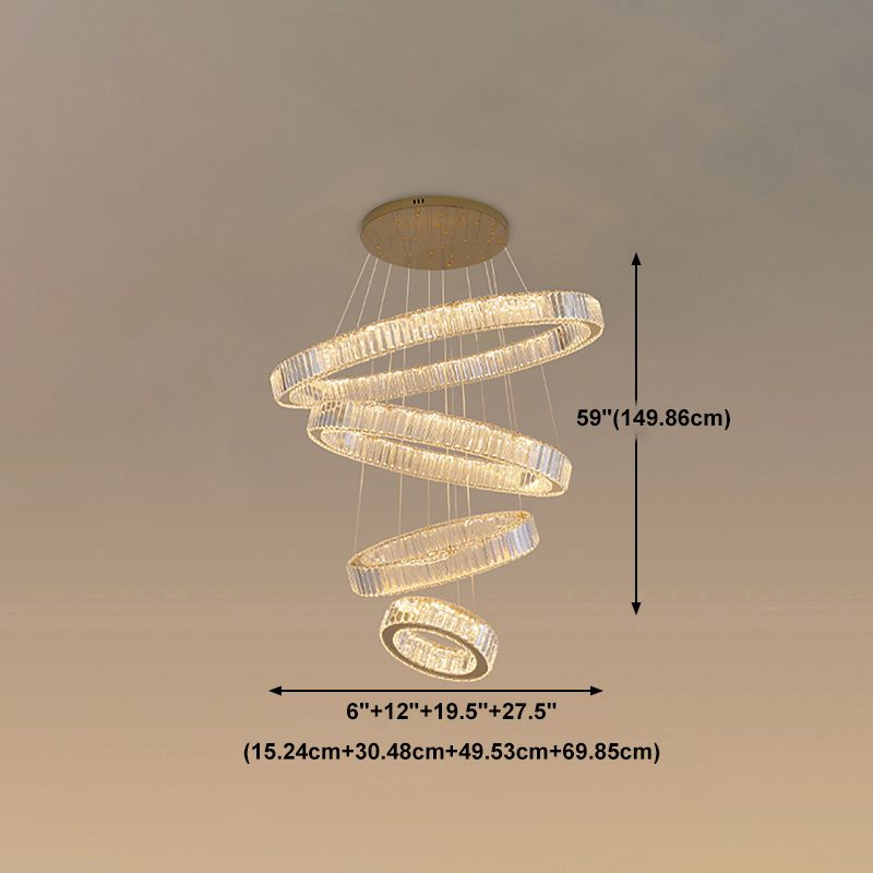 Multi-Tier Modern Style Chandelier Lighting Fixtures Crystal Hanging Chandelier in Gold