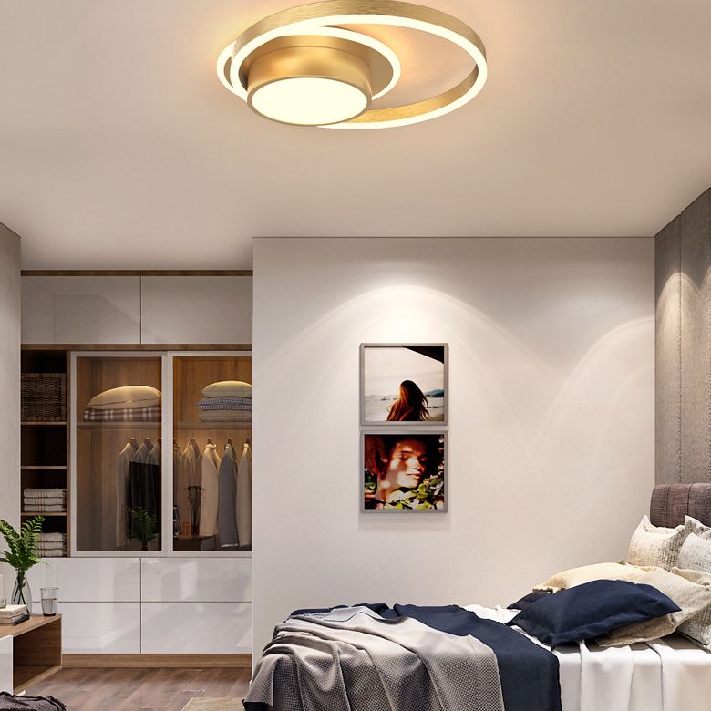 Ronde eenvoud ontwerp aluminium LED plafondlamp moderne stijl slaapkamerverlichting in goud