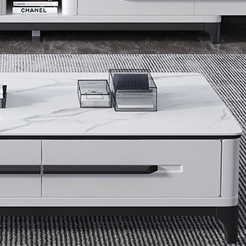 Slate Coffee or End Table with Storage Drawers Rectangle 4 Legs