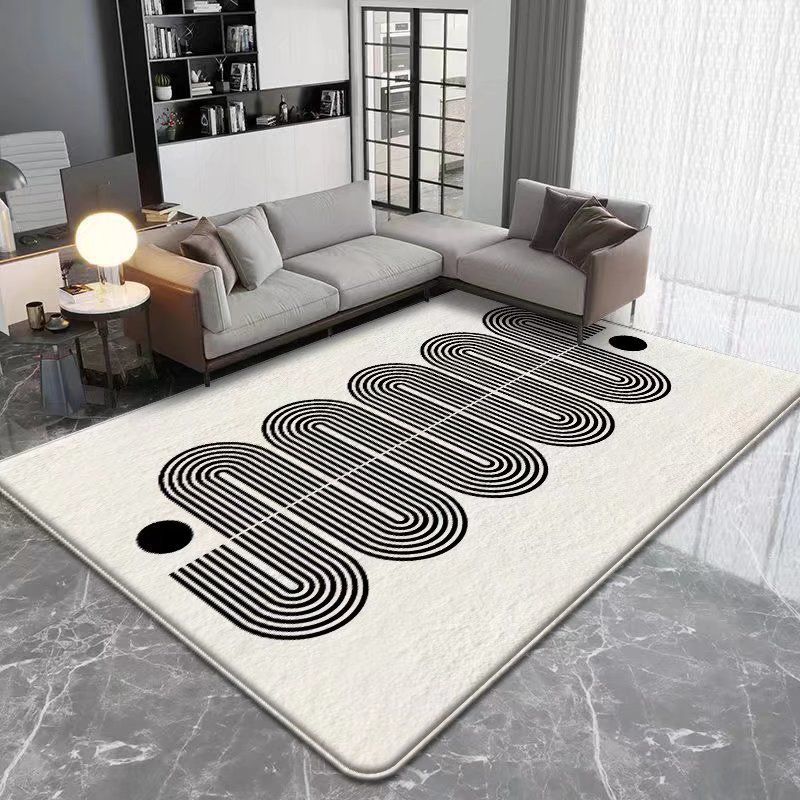Gray Irregular Striped Rug Polyester Modern Rug Washable Rug for Living Room