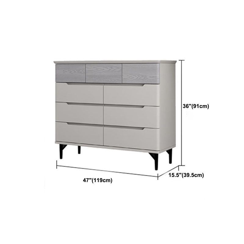 Contemporary Bedroom Chest Wooden Storage Chest in Gray with Drawers