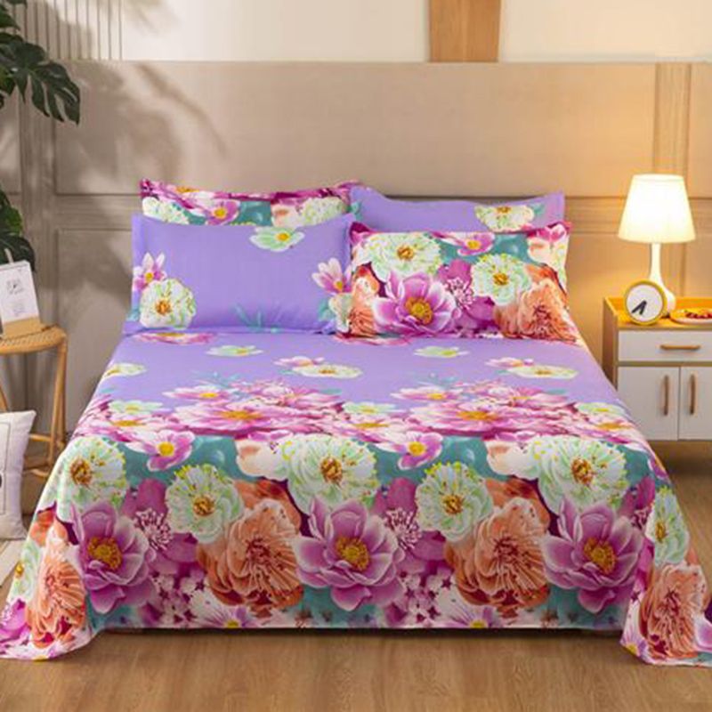 Sheet Set Cotton Floral Printed Ultra Soft Breathable Wrinkle Resistant Bed Sheet Set