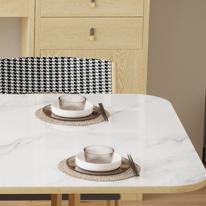 Folding Dining Table Set 1/3/5/7 Pcs Stone Top Dining Table with Upholstered Chairs