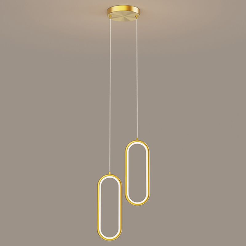 Linear Shape Hanging Light Modern Style Metal Hanging Lighting for Bedside