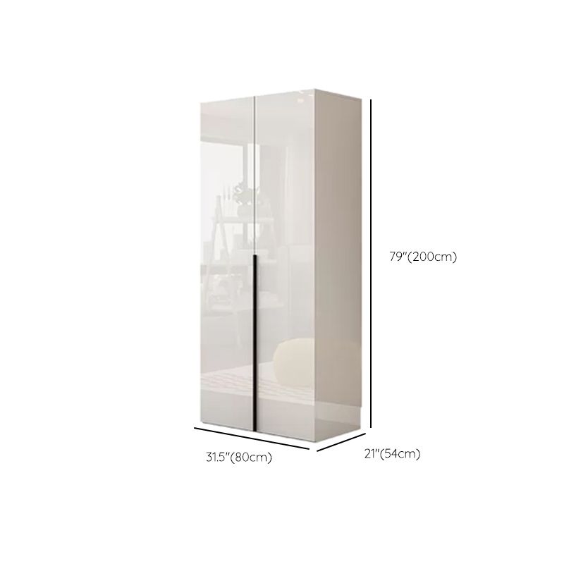 Engineered Wood Wardrobe Cabinet Modern Style White Armoire with Garment Rod