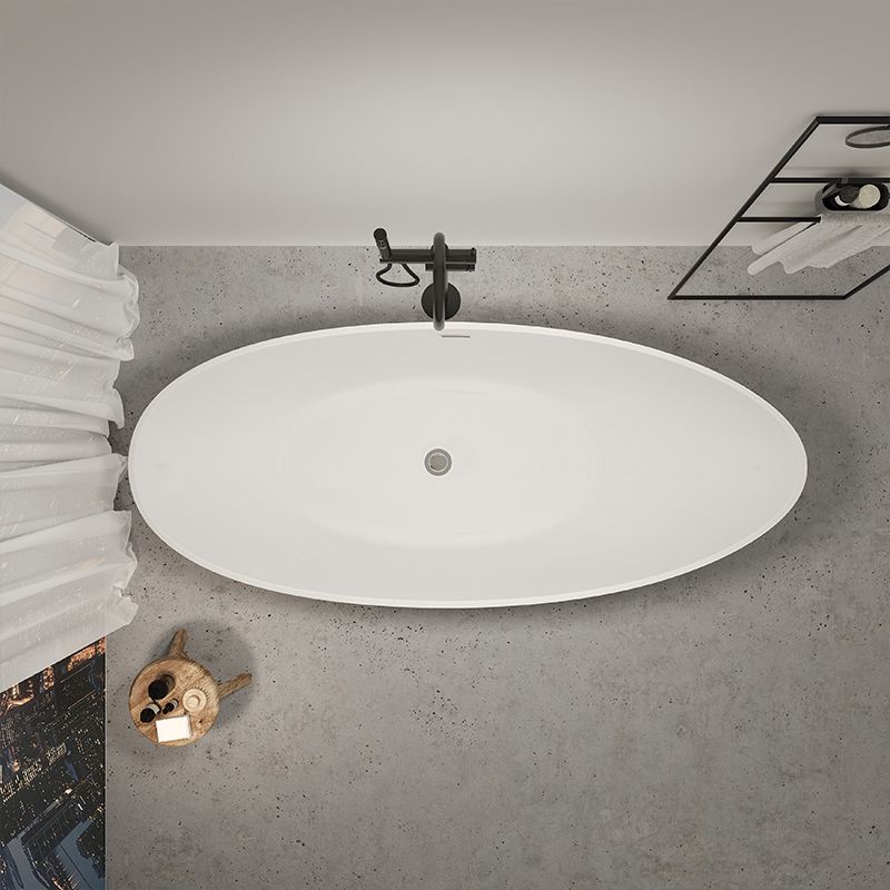 Modern Ellipse Acrylic Bathtub Freestand Soaking Bathtub with Drain Bath Tub