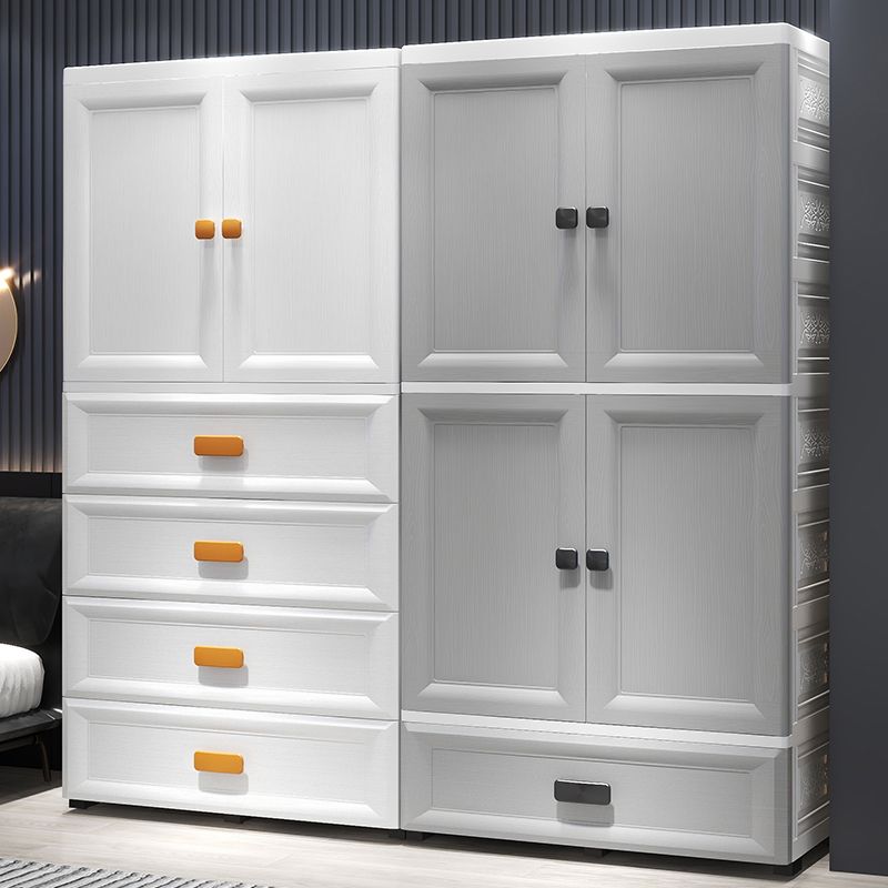 Modern Plastic Storage Cabinet for Bedroom Matte Finish Cabinet with Hinged Door